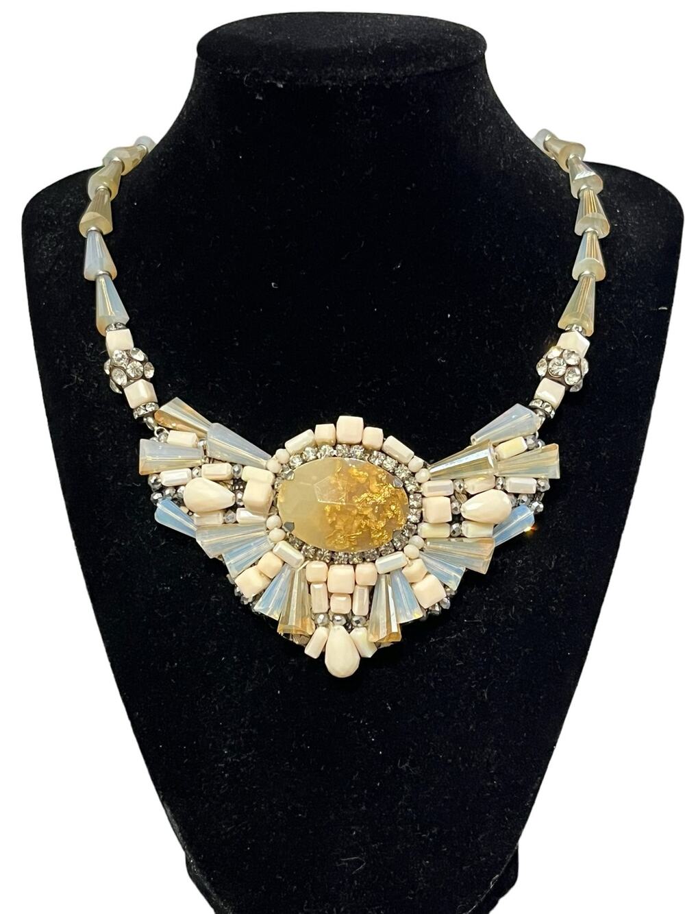 RUSH by Denis & Charles Beaded and Stone Statement Necklace